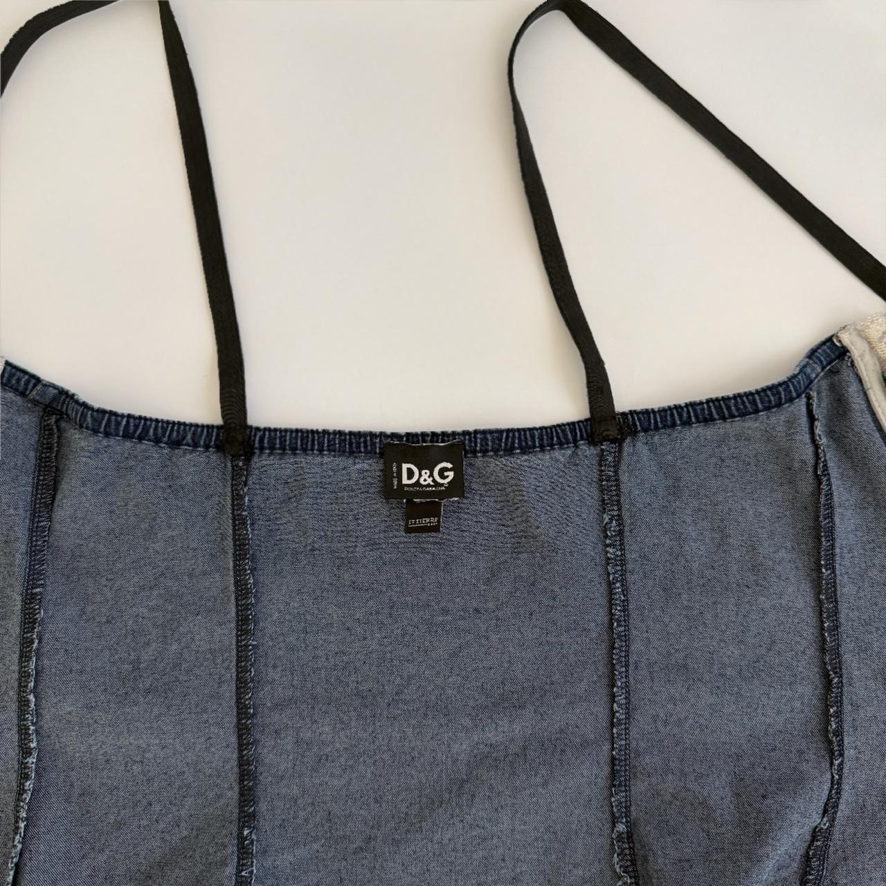 D&G Dolce & Gabbana Archival Late 90s Denim & Lace Bustier Top