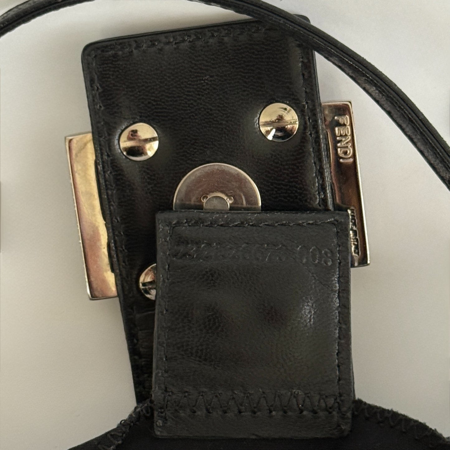Vintage Fendi Mini Croissant Shoulder Bag in Black Neoprene & Leather