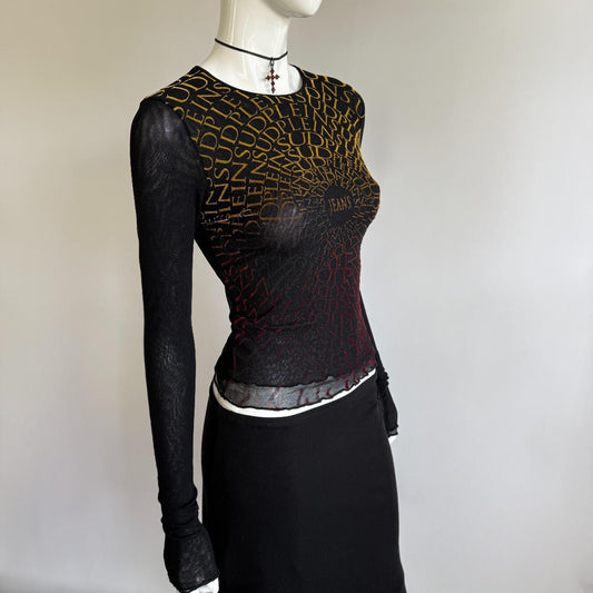Archival 1990s Plein Sud Jeans Monogram Mesh Top