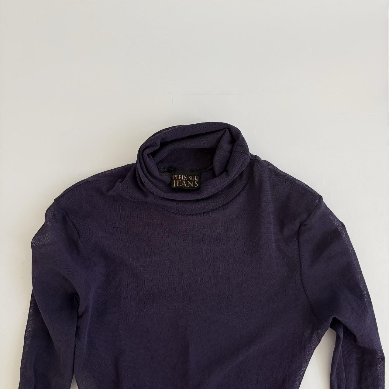Vintage Plein Sud Jeans Sheer Mesh Turtleneck Top