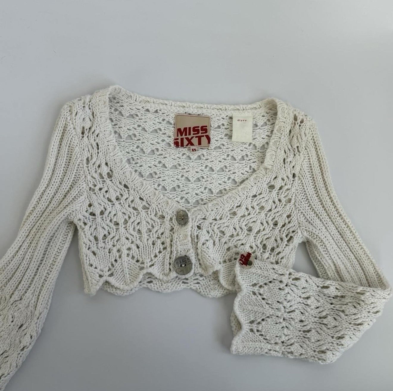 Miss Sixty Archival Euro Vintage White Crochet Bolero Top