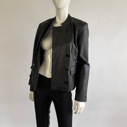 90s Genuine Leather Vintage Napoleon Military Jacket