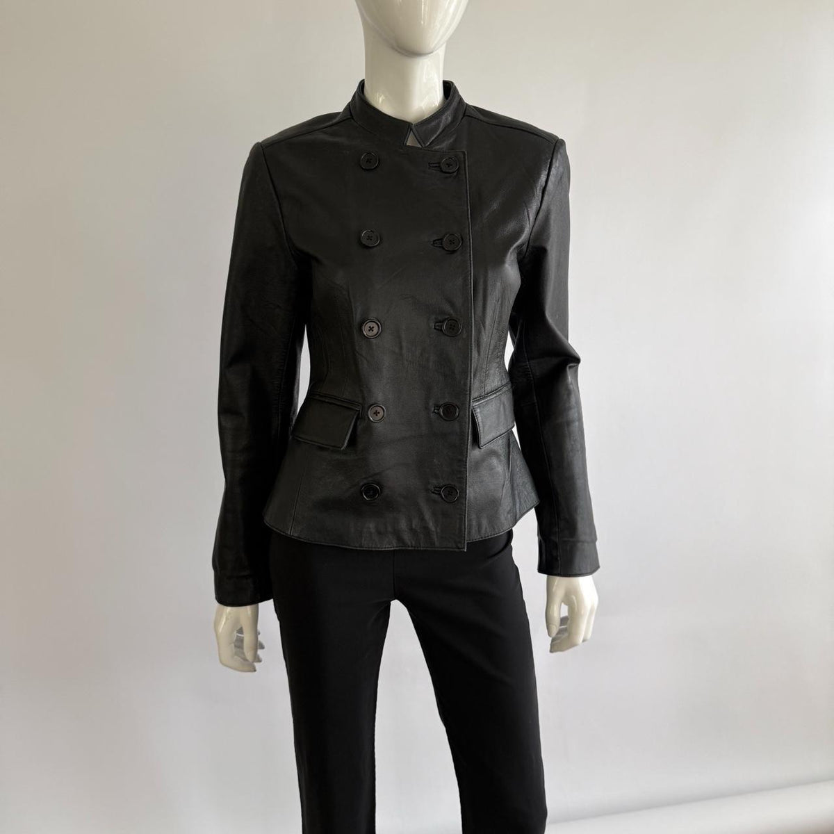 90s Genuine Leather Vintage Napoleon Military Jacket
