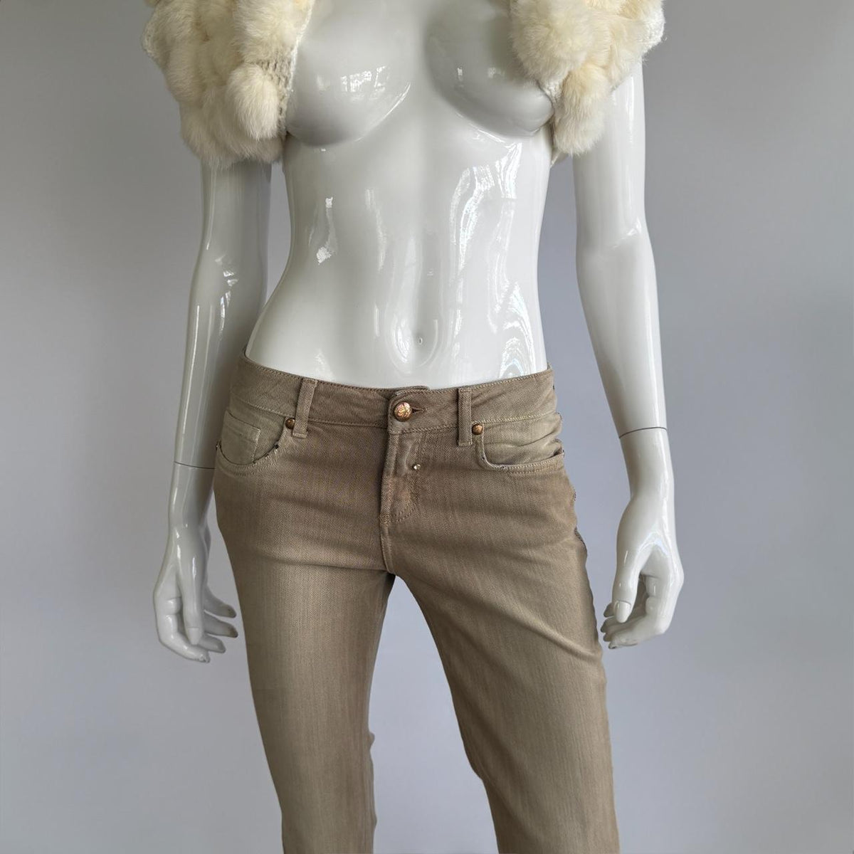 Blumarine 2000s Archival Rhinestone Low-Rise Pants