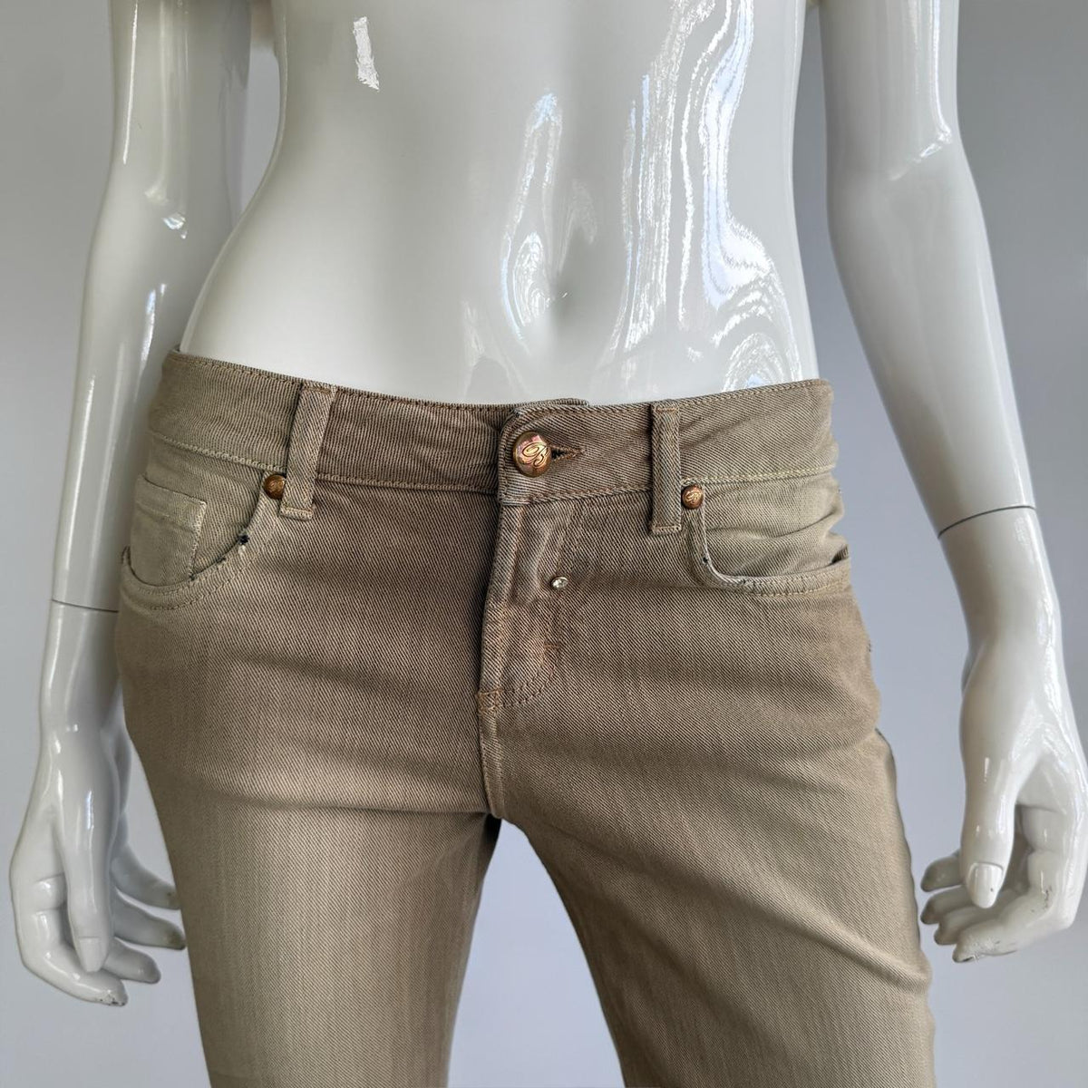 Blumarine 2000s Archival Rhinestone Low-Rise Pants