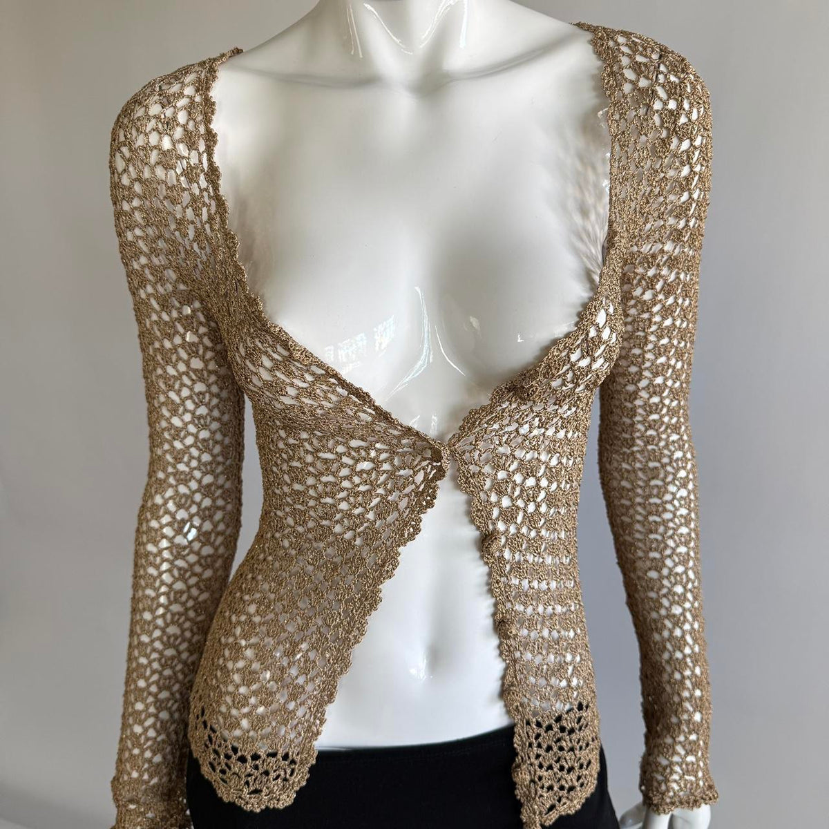 Betsey Johnson 90s Gold Crochet Cardigan