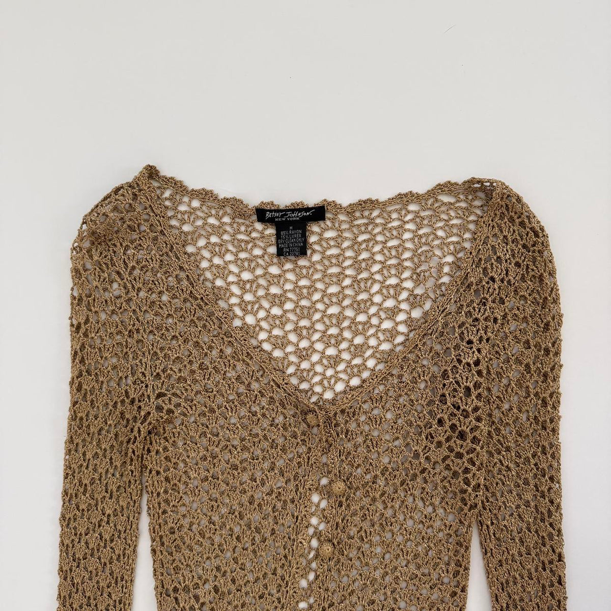 Betsey Johnson 90s Gold Crochet Cardigan