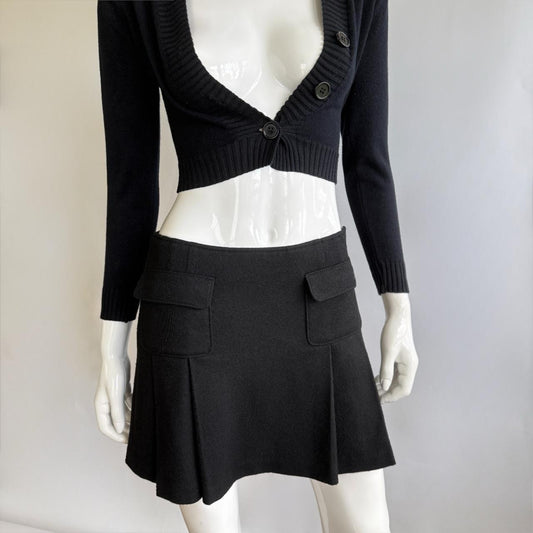 Burberry Blue Label Vintage Black Wool Pleated Skirt