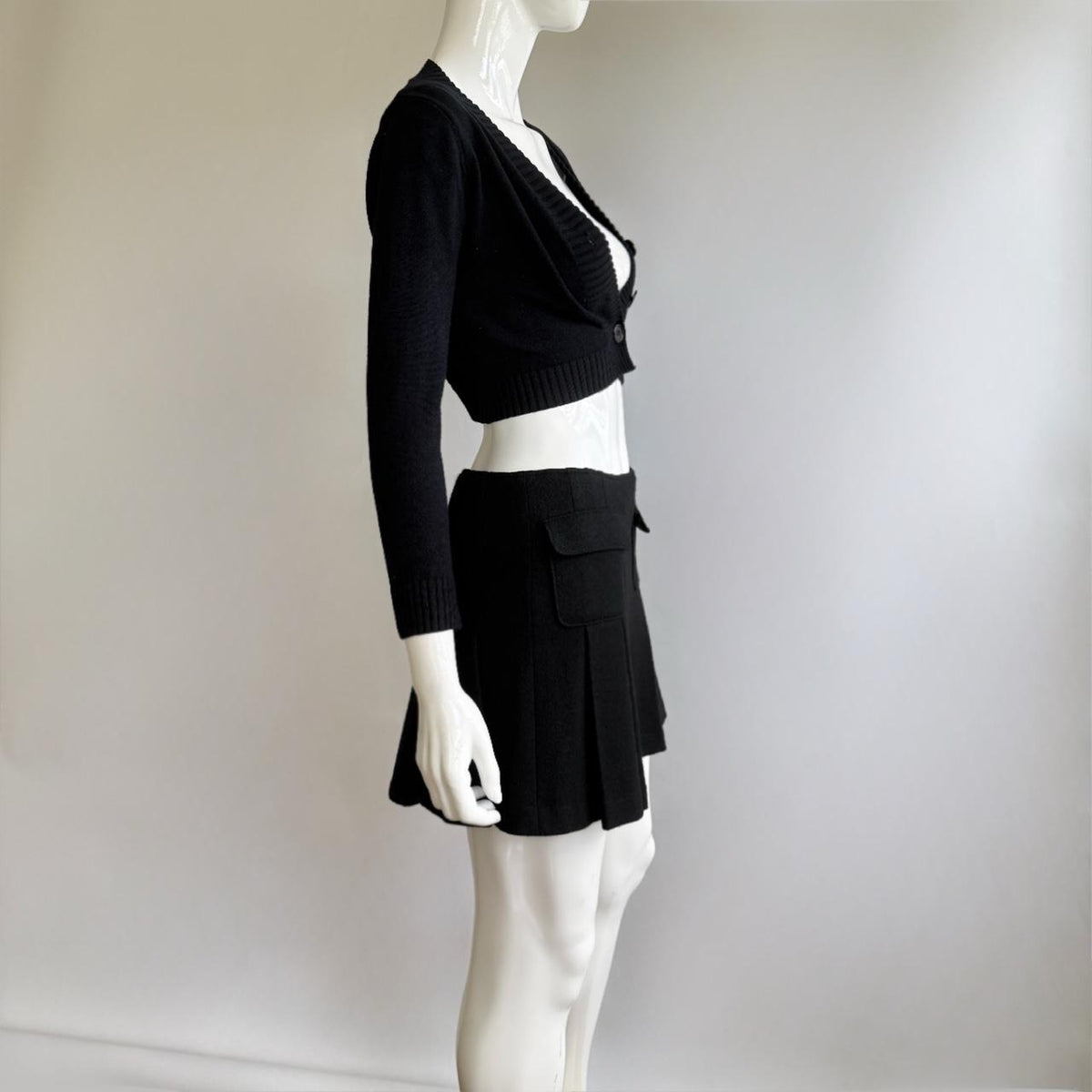 Burberry Blue Label Vintage Black Wool Pleated Skirt