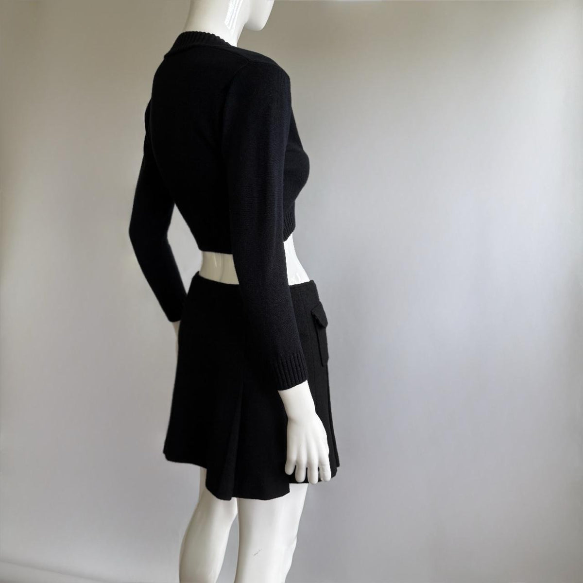 Burberry Blue Label Vintage Black Wool Pleated Skirt