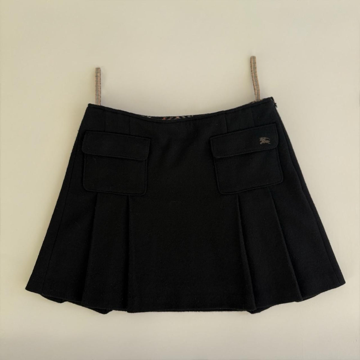 Burberry Blue Label Vintage Black Wool Pleated Skirt