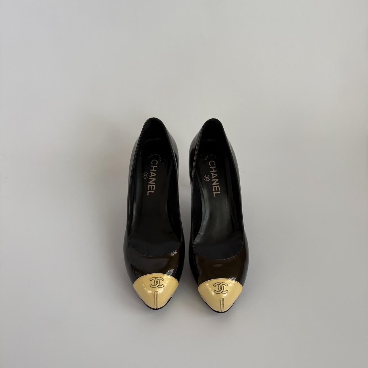 Chanel Vintage 1990s Metallic Dark Brown & Cream Cap-Toe Pumps