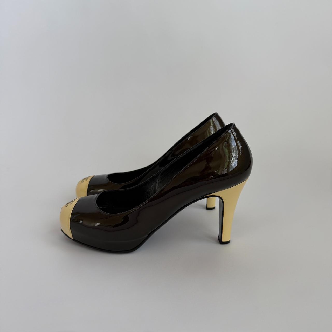Chanel Vintage 1990s Metallic Dark Brown & Cream Cap-Toe Pumps