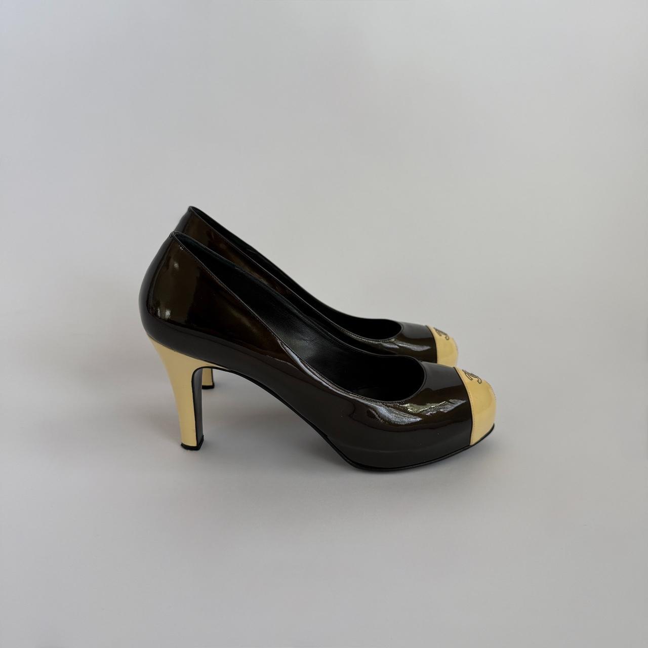 Chanel Vintage 1990s Metallic Dark Brown & Cream Cap-Toe Pumps