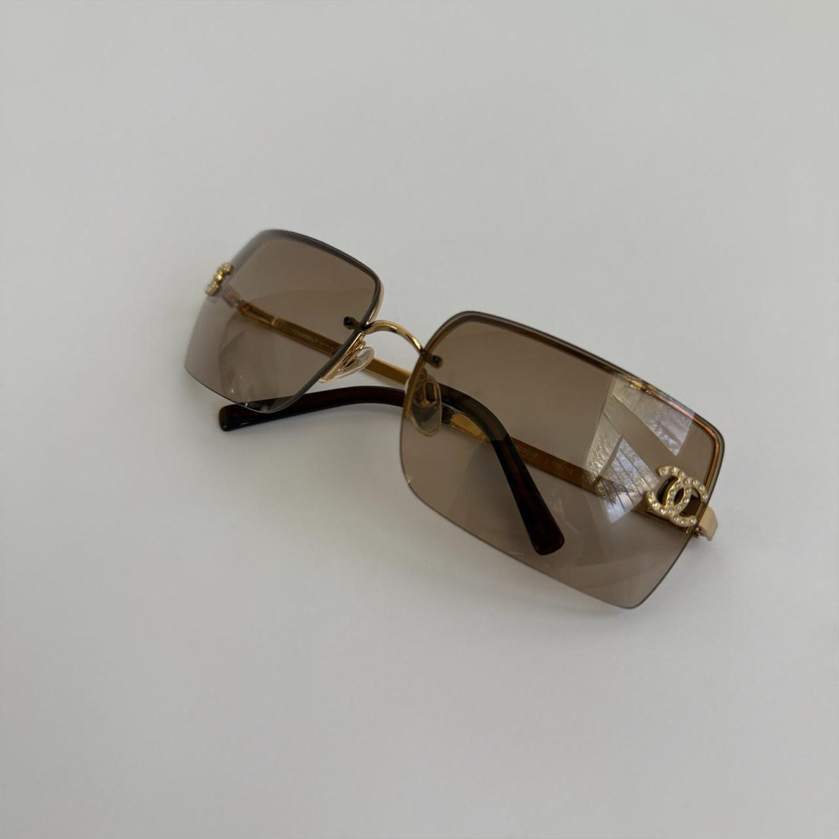 Chanel Vintage Rhinestone Rimless Sunglasses