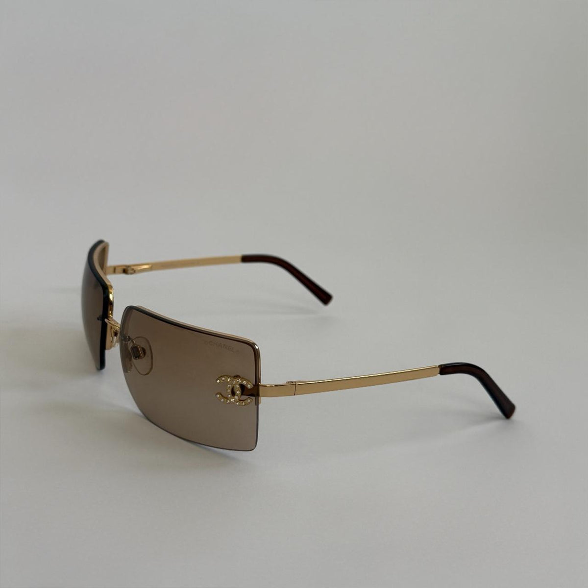 Chanel Vintage Rhinestone Rimless Sunglasses
