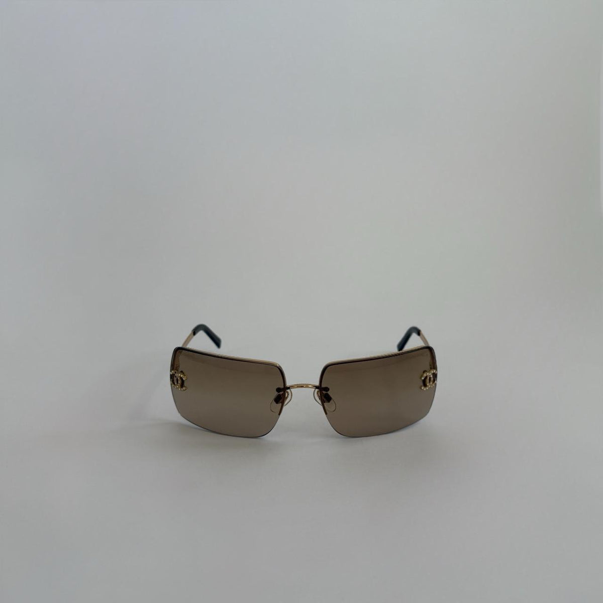Chanel Vintage Rhinestone Rimless Sunglasses