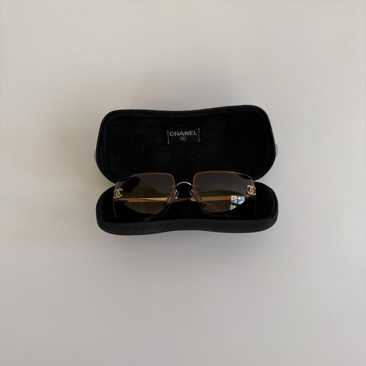 Chanel Vintage Rhinestone Rimless Sunglasses
