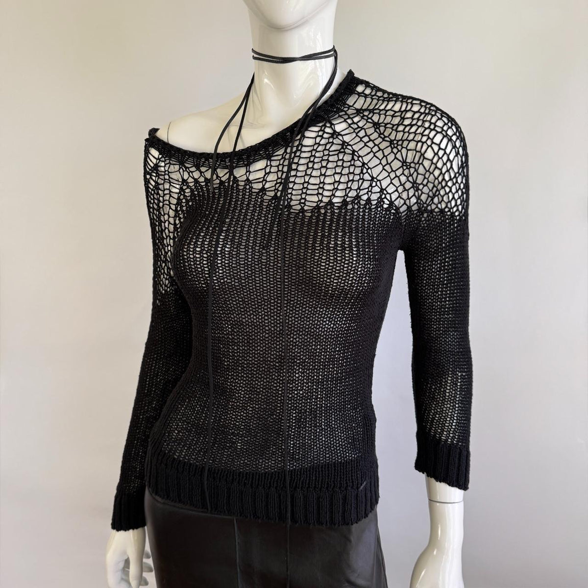 Cop.Copine Open-Knit Mesh Sweater Top