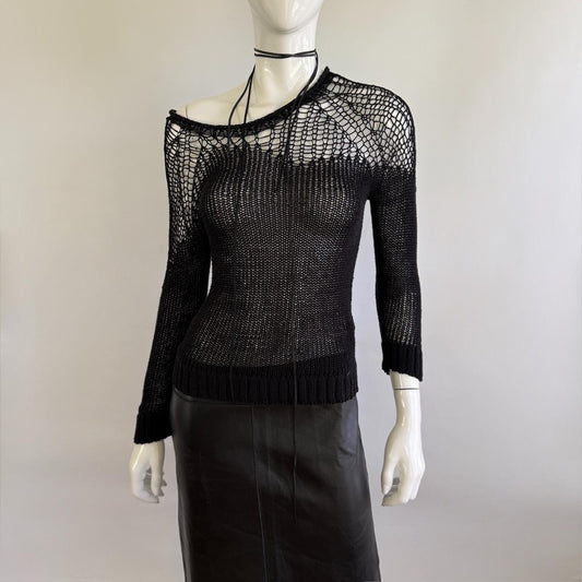 Cop.Copine Open-Knit Mesh Sweater Top