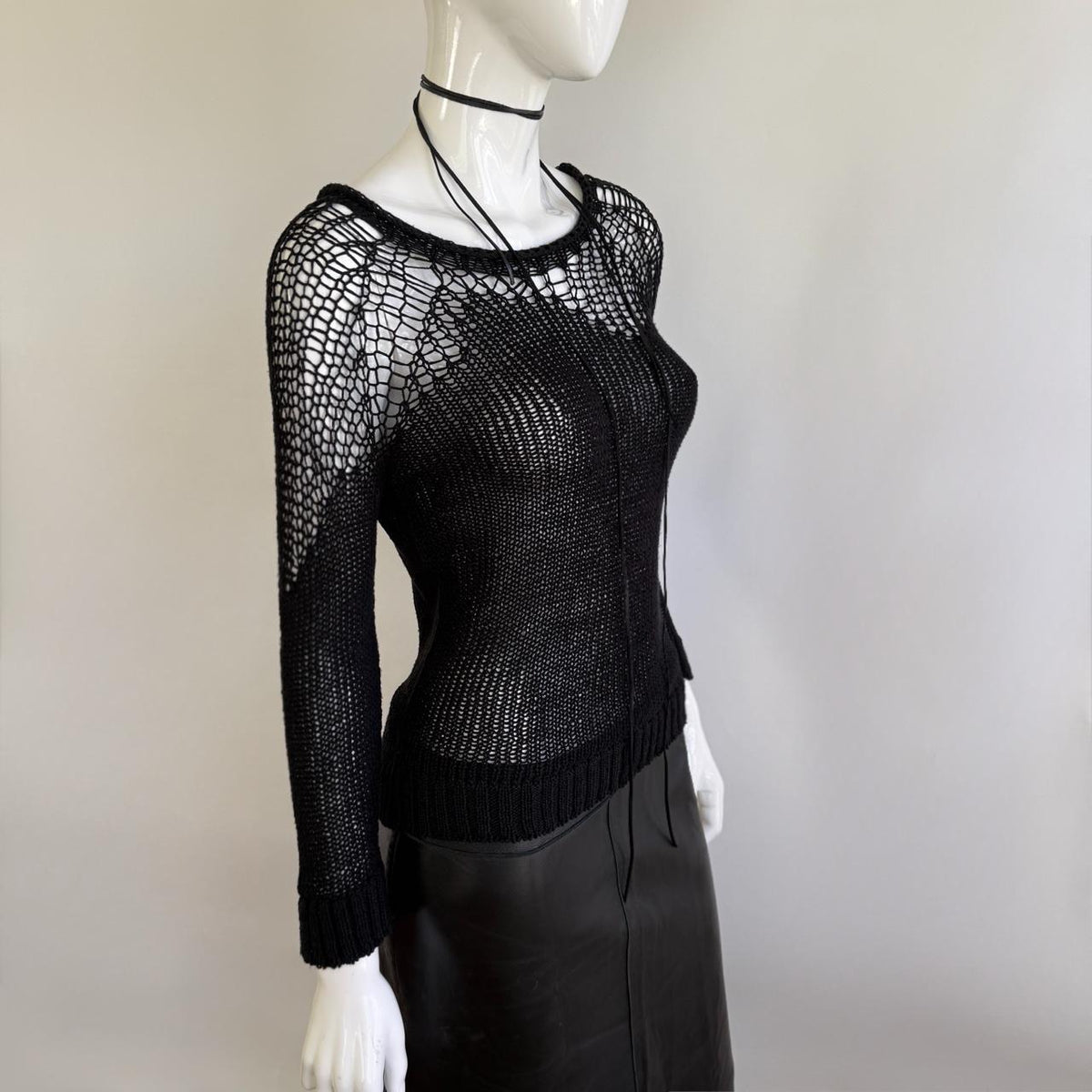 Cop.Copine Open-Knit Mesh Sweater Top