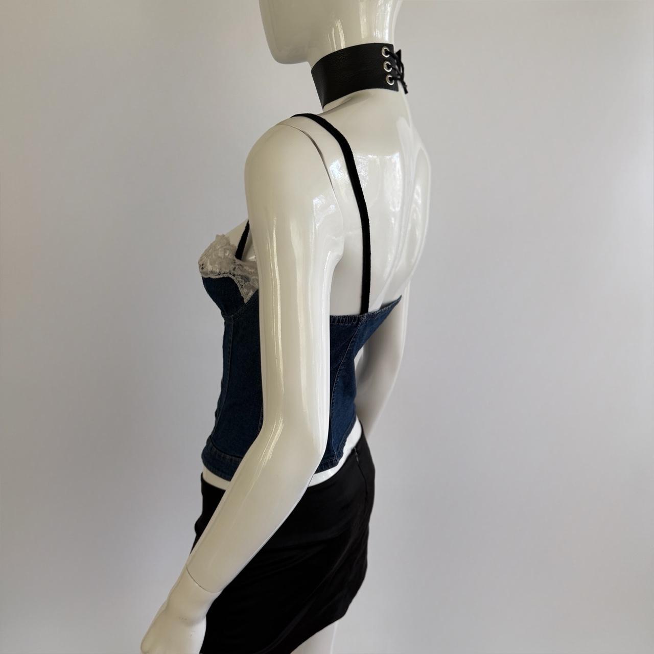 D&G Dolce & Gabbana Archival Late 90s Denim & Lace Bustier Top