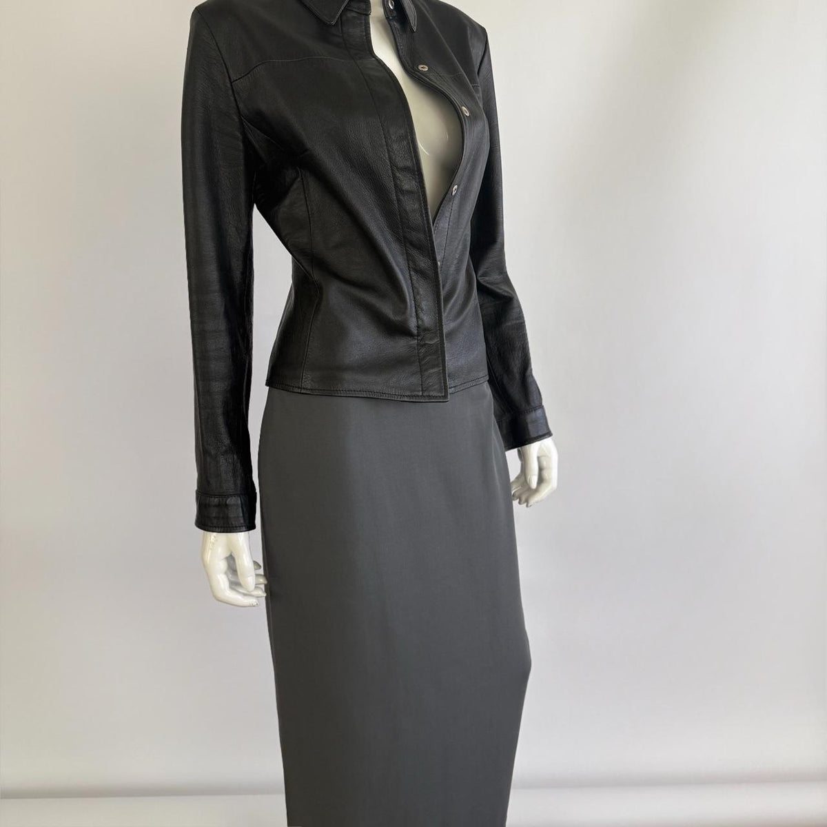Emporio Armani Vintage 90s Charcoal Gray Maxi Skirt