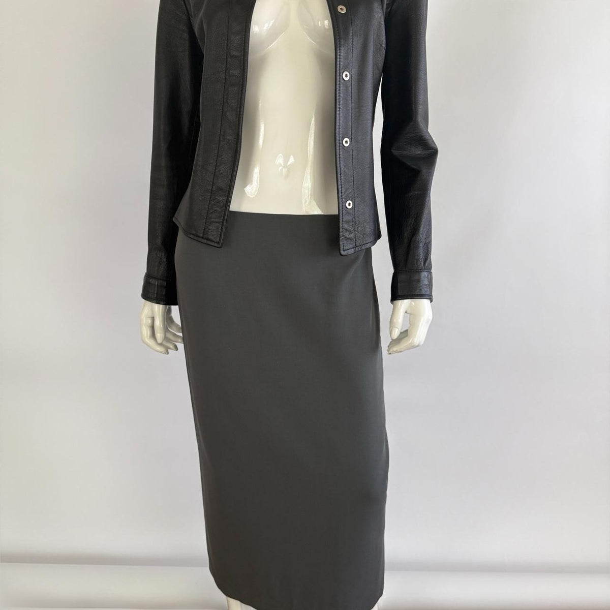 Emporio Armani Vintage 90s Charcoal Gray Maxi Skirt
