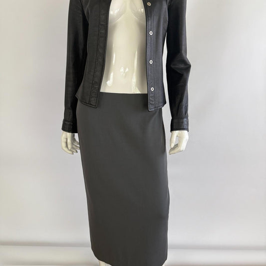 Emporio Armani Vintage 90s Charcoal Gray Maxi Skirt