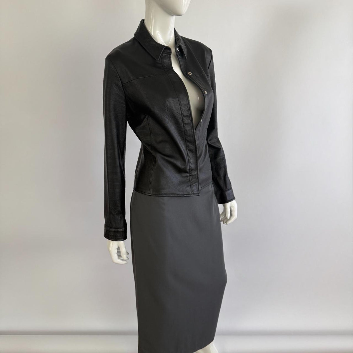 Emporio Armani Vintage 90s Charcoal Gray Maxi Skirt
