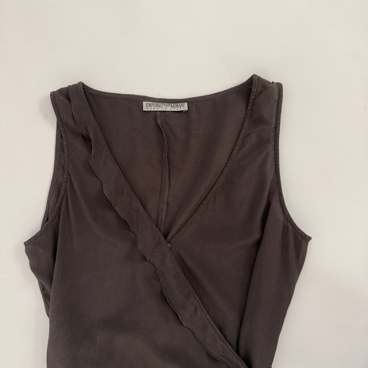 Emporio Armani Vintage Silk V-Neck Wrap Top
