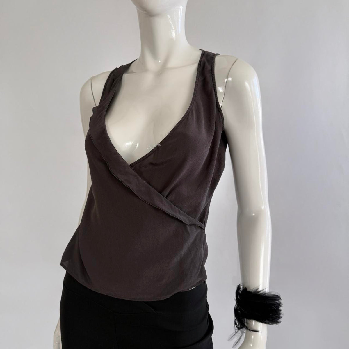 Emporio Armani Vintage Silk V-Neck Wrap Top