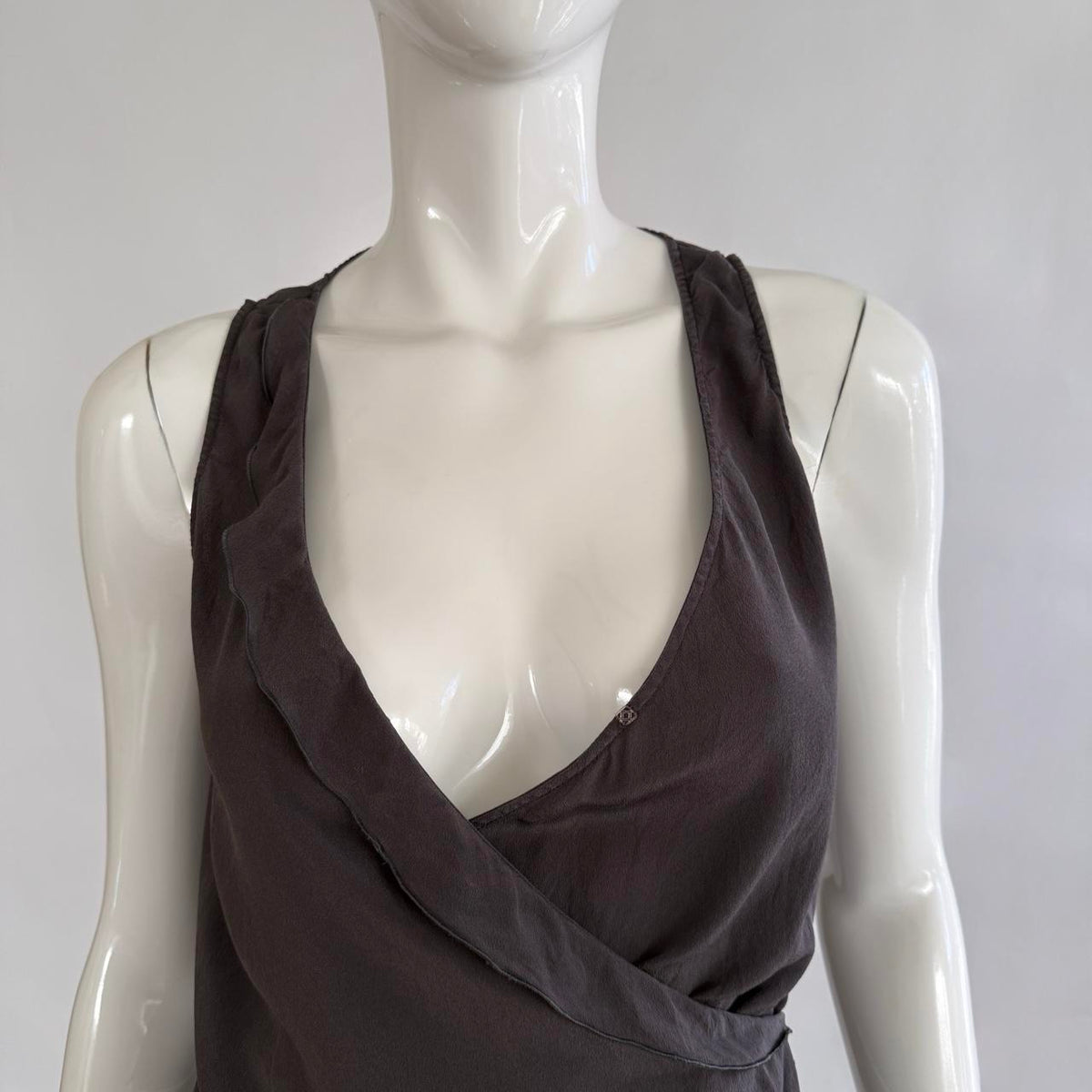 Emporio Armani Vintage Silk V-Neck Wrap Top