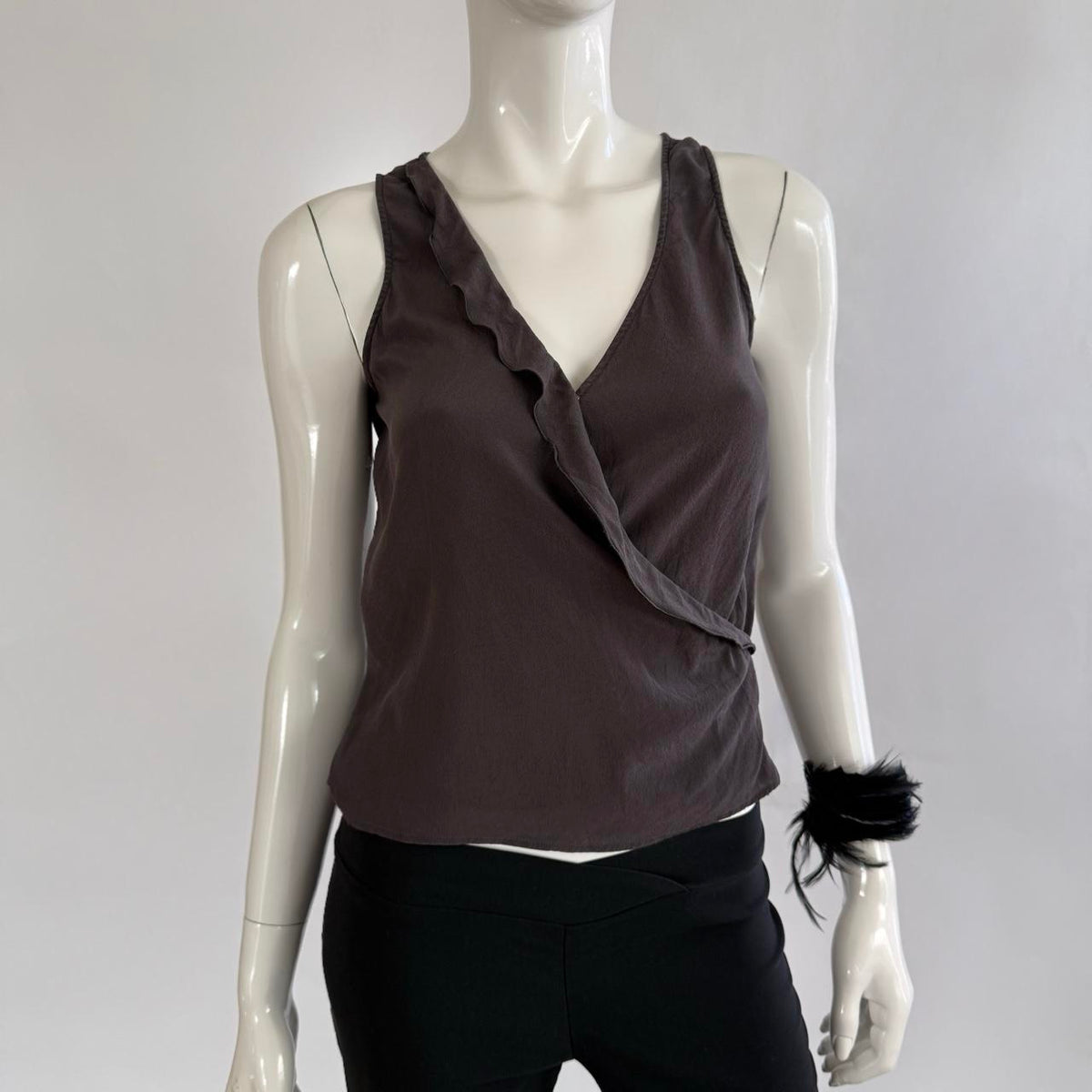 Emporio Armani Vintage Silk V-Neck Wrap Top