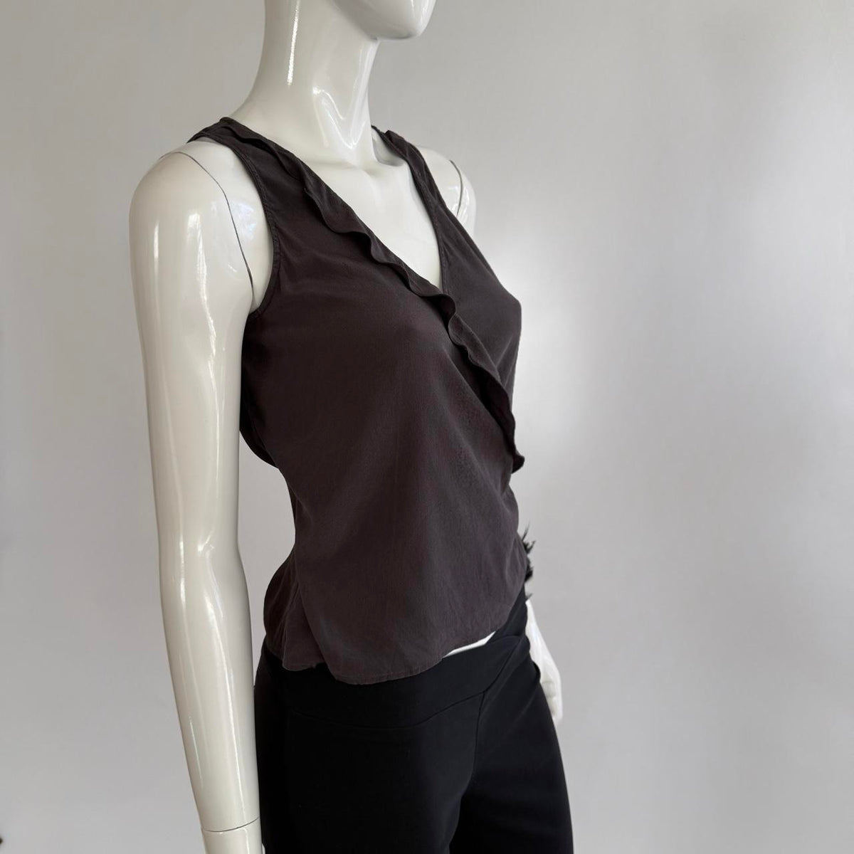 Emporio Armani Vintage Silk V-Neck Wrap Top