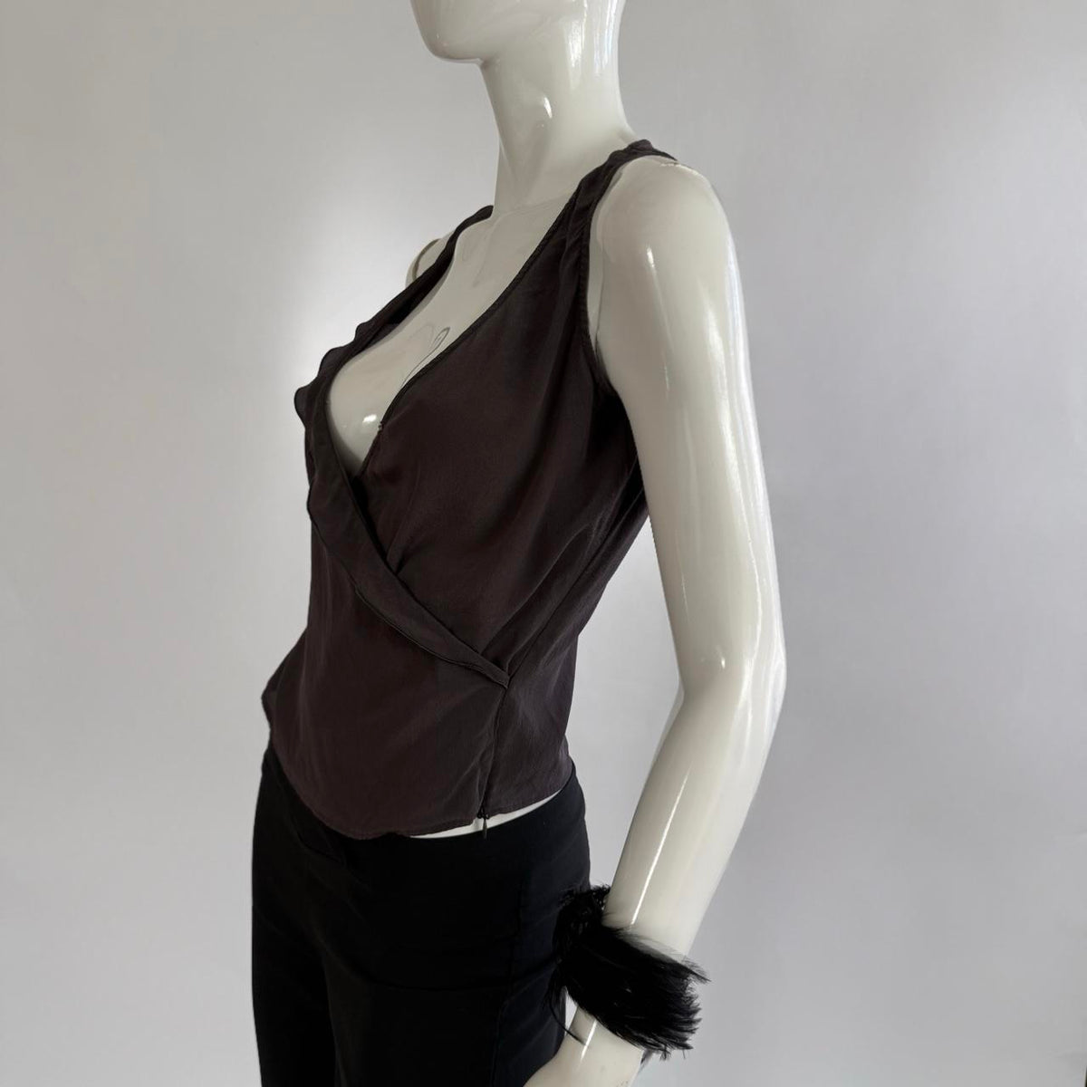 Emporio Armani Vintage Silk V-Neck Wrap Top