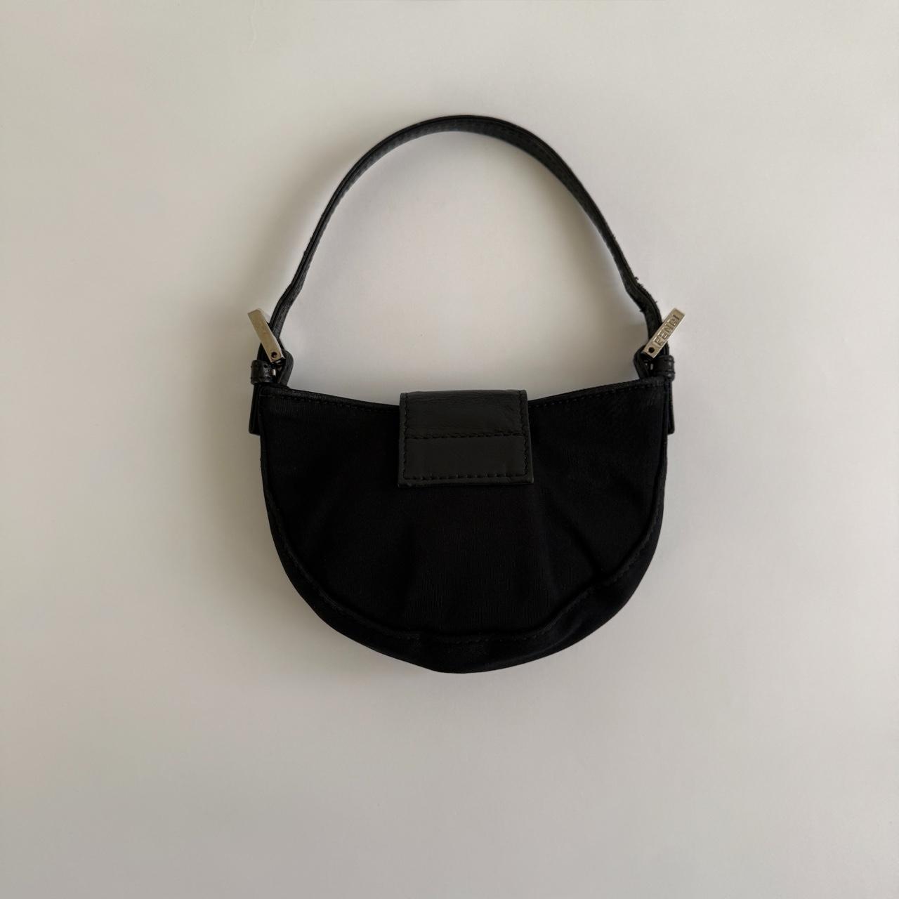 Vintage Fendi Mini Croissant Shoulder Bag in Black Neoprene & Leather
