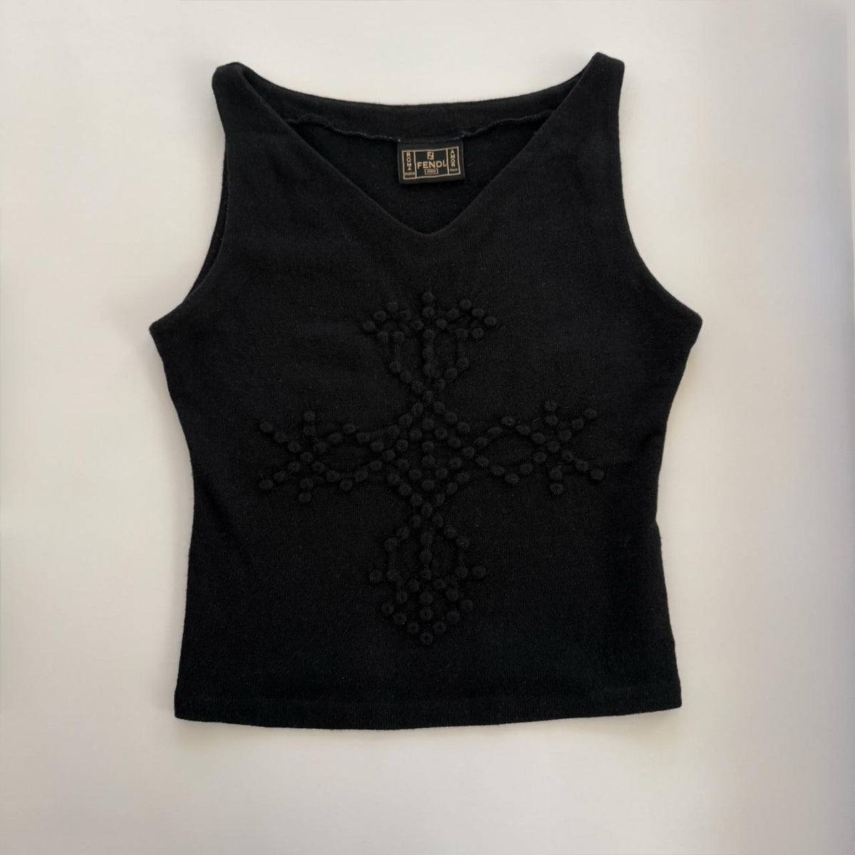 Fendi Jeans Vintage 90s Knit Cross Tank Top