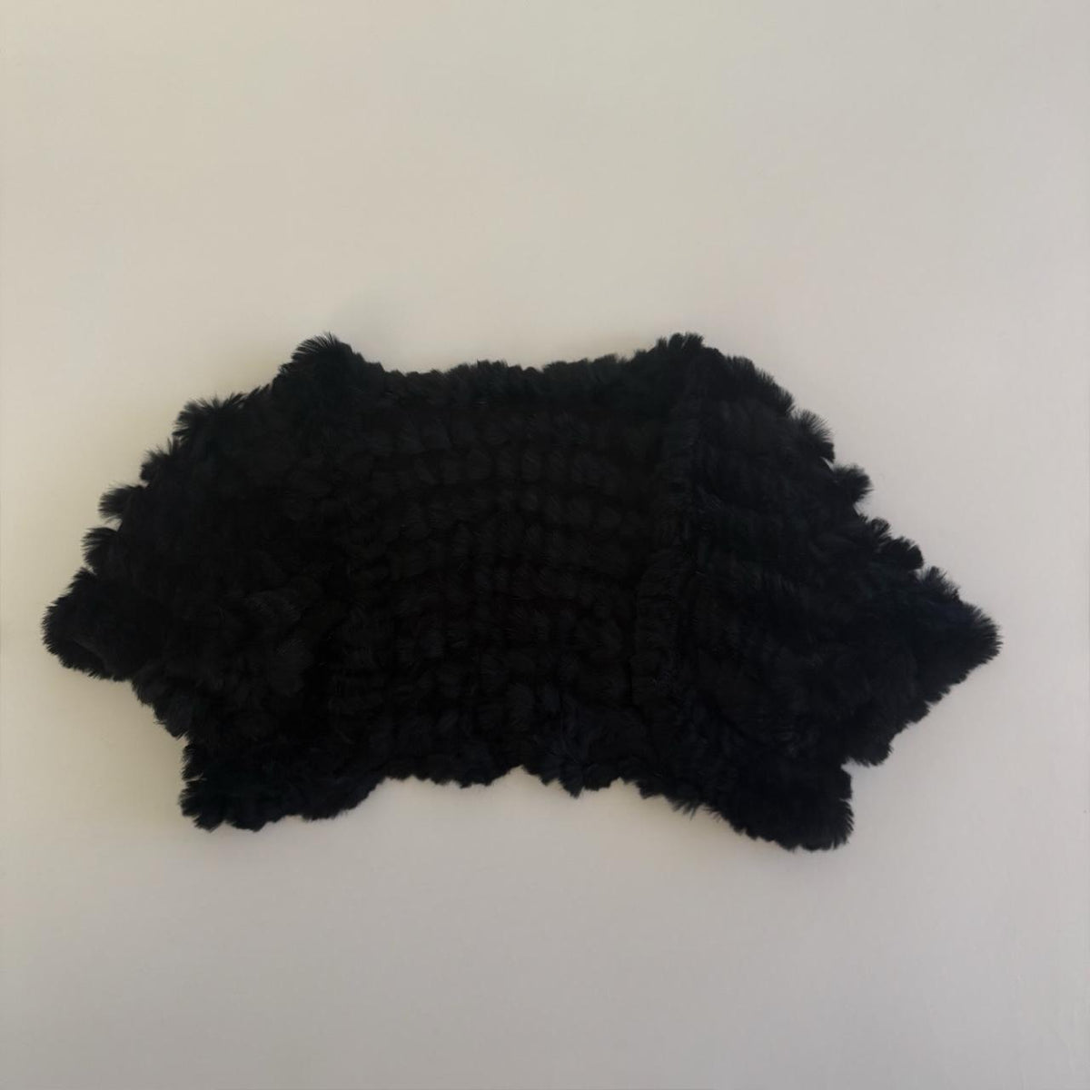 Genuine Rabbit Fur Japanese Vintage Black Knitted Bolero Shrug