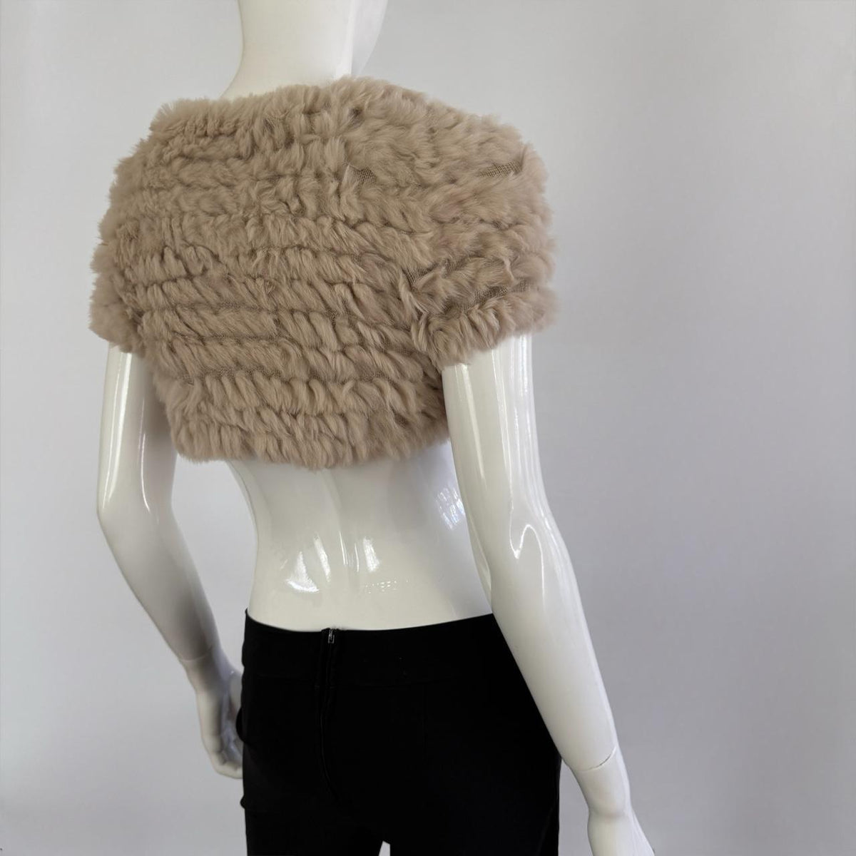 Genuine Rabbit Fur Japanese Vintage Tan Knitted Bolero Shrug