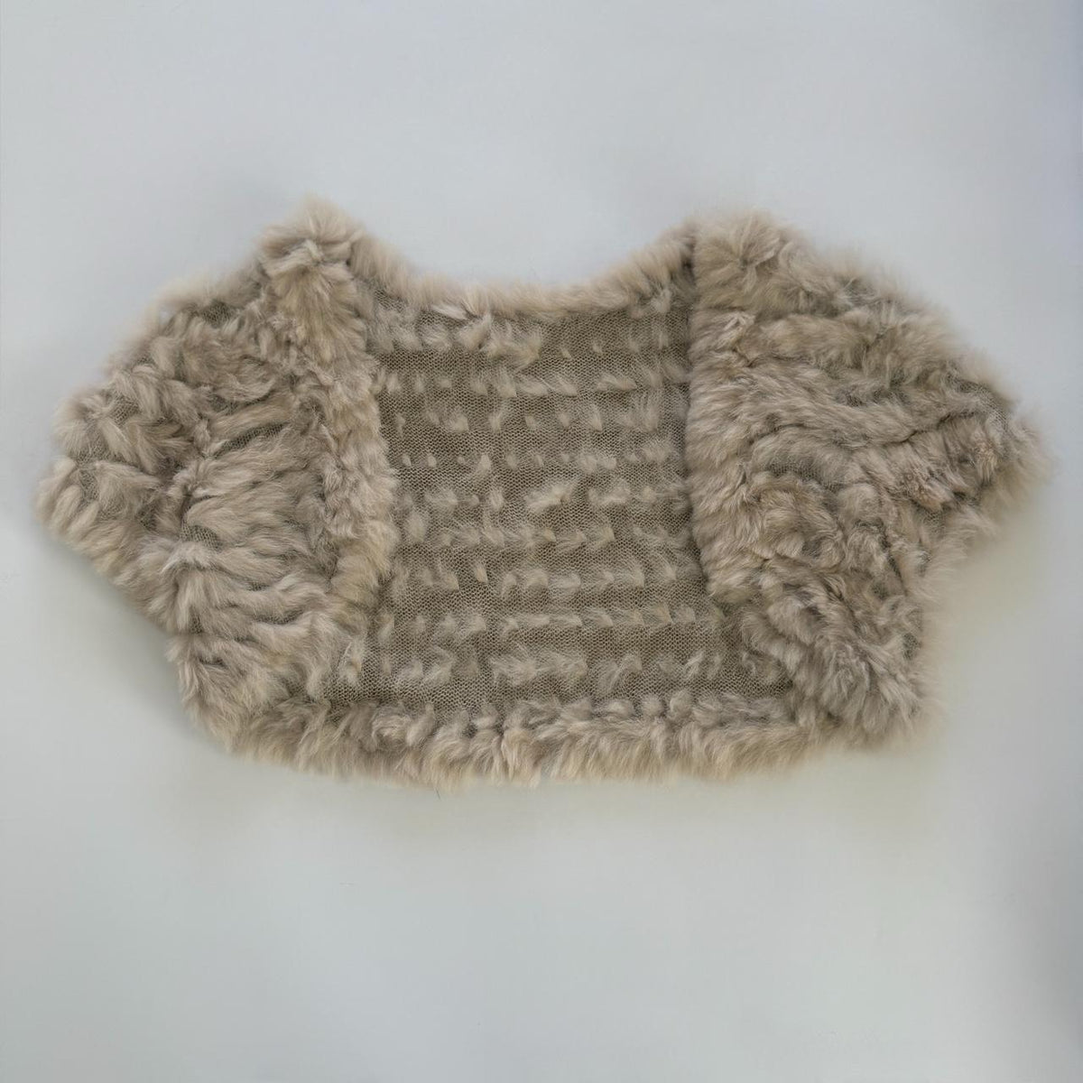 Genuine Rabbit Fur Japanese Vintage Tan Knitted Bolero Shrug