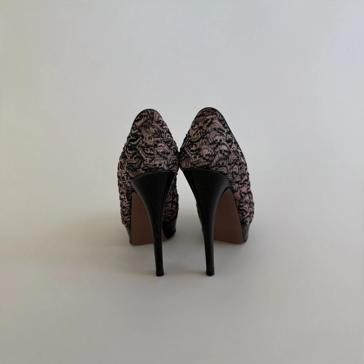 Missoni Vintage Paisley Peep Toe Platform Pumps