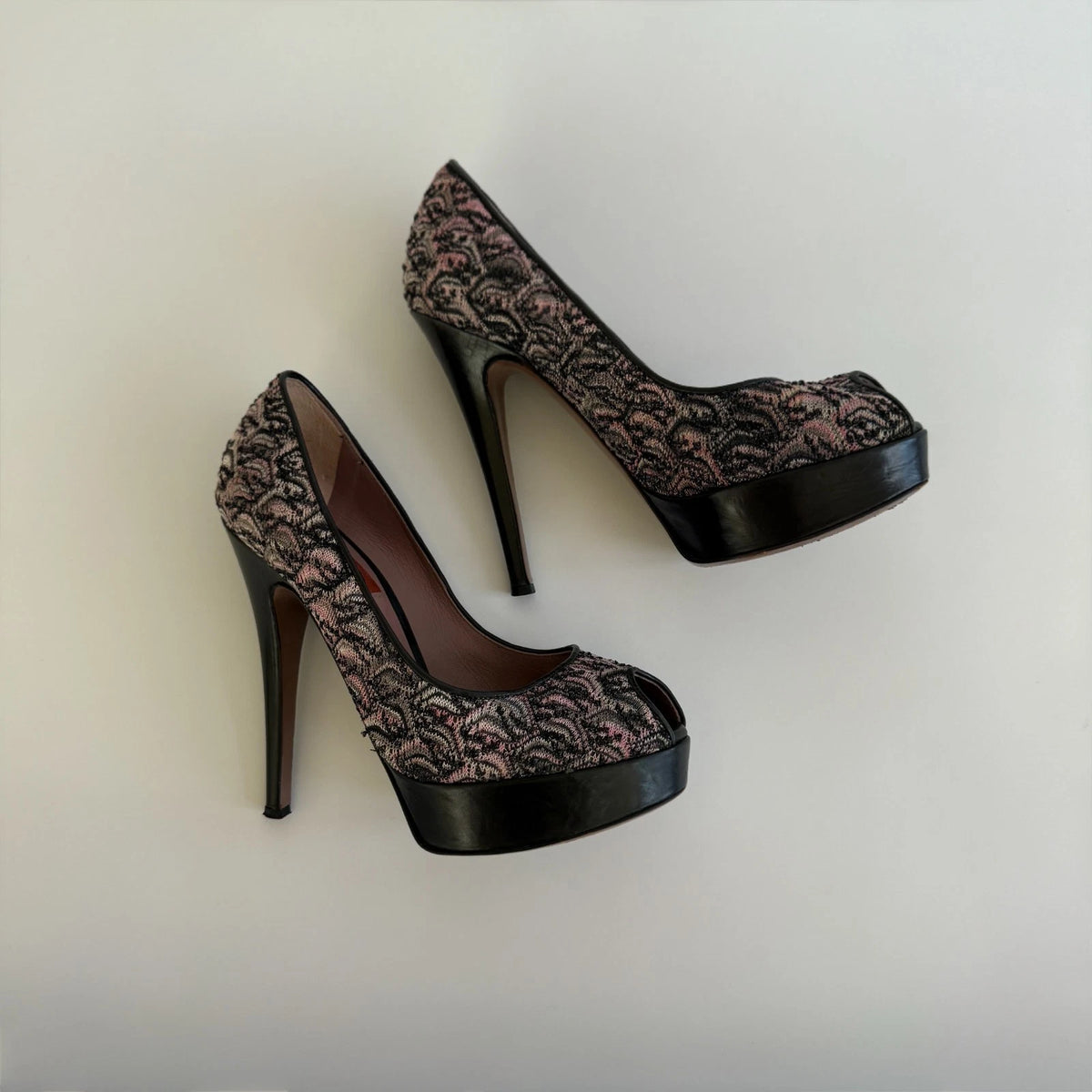 Missoni Vintage Paisley Peep Toe Platform Pumps