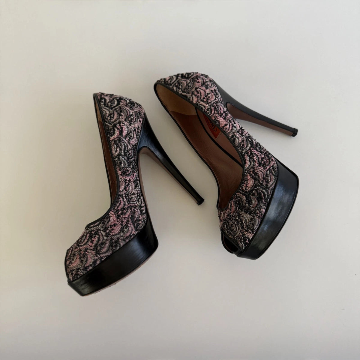 Missoni Vintage Paisley Peep Toe Platform Pumps