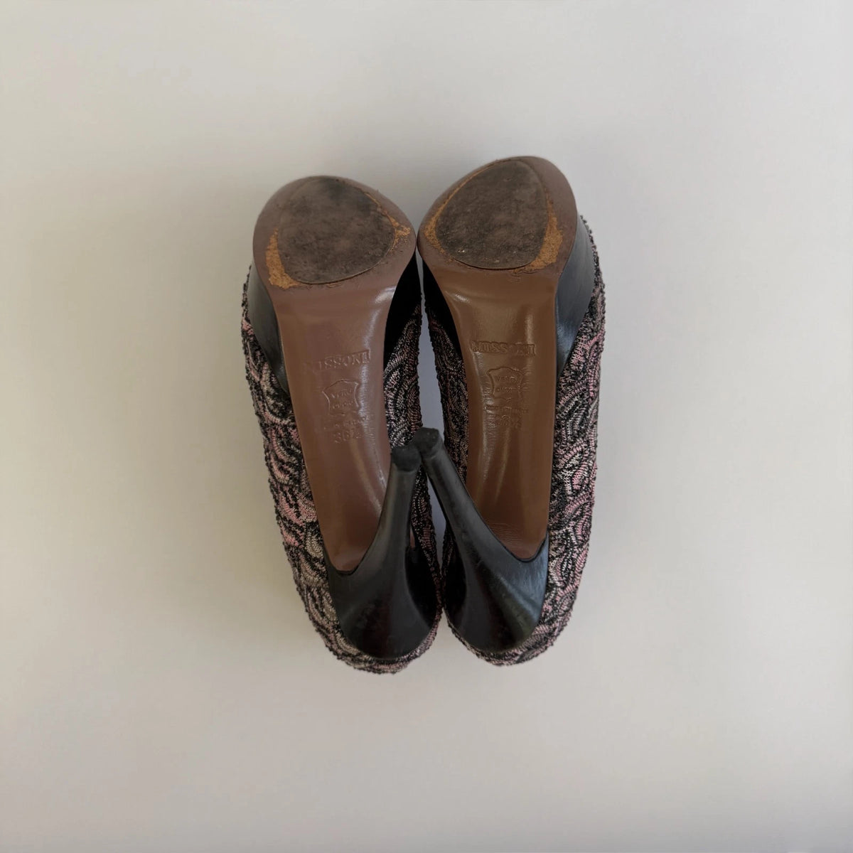 Missoni Vintage Paisley Peep Toe Platform Pumps