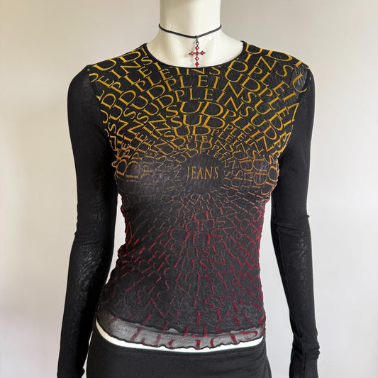 Archival 1990s Plein Sud Jeans Monogram Mesh Top