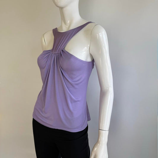 Versace Early 2000s Lilac Silk Draped Halter Top