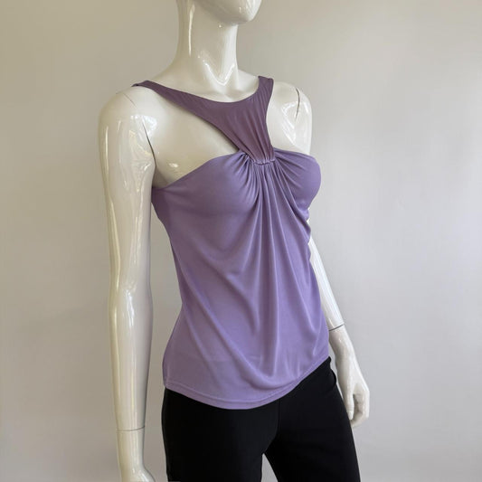 Versace Early 2000s Lilac Silk Draped Halter Top