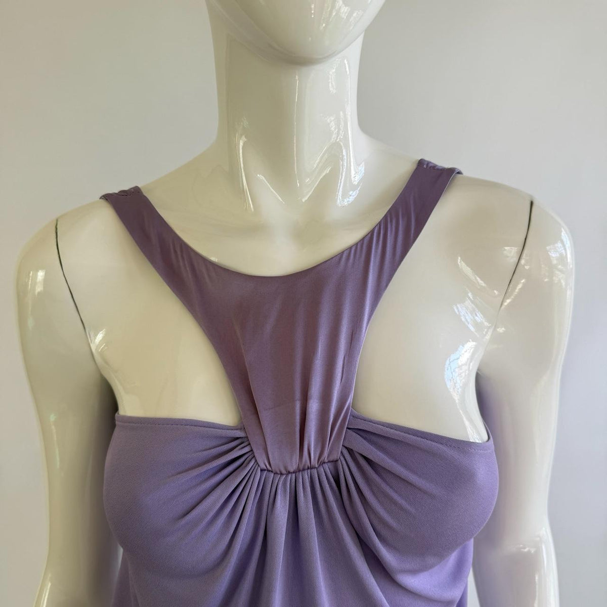 Versace Early 2000s Lilac Silk Draped Halter Top