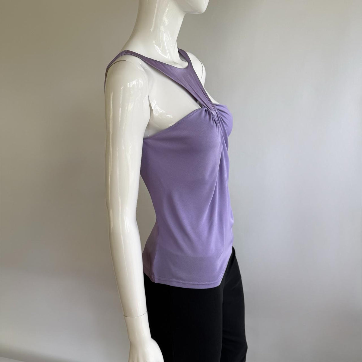 Versace Early 2000s Lilac Silk Draped Halter Top